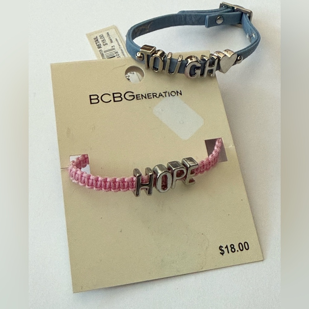 BCBGeneration Affirmation Bracelet Duo Set Hope Tough Pink Blue Macy’s OS